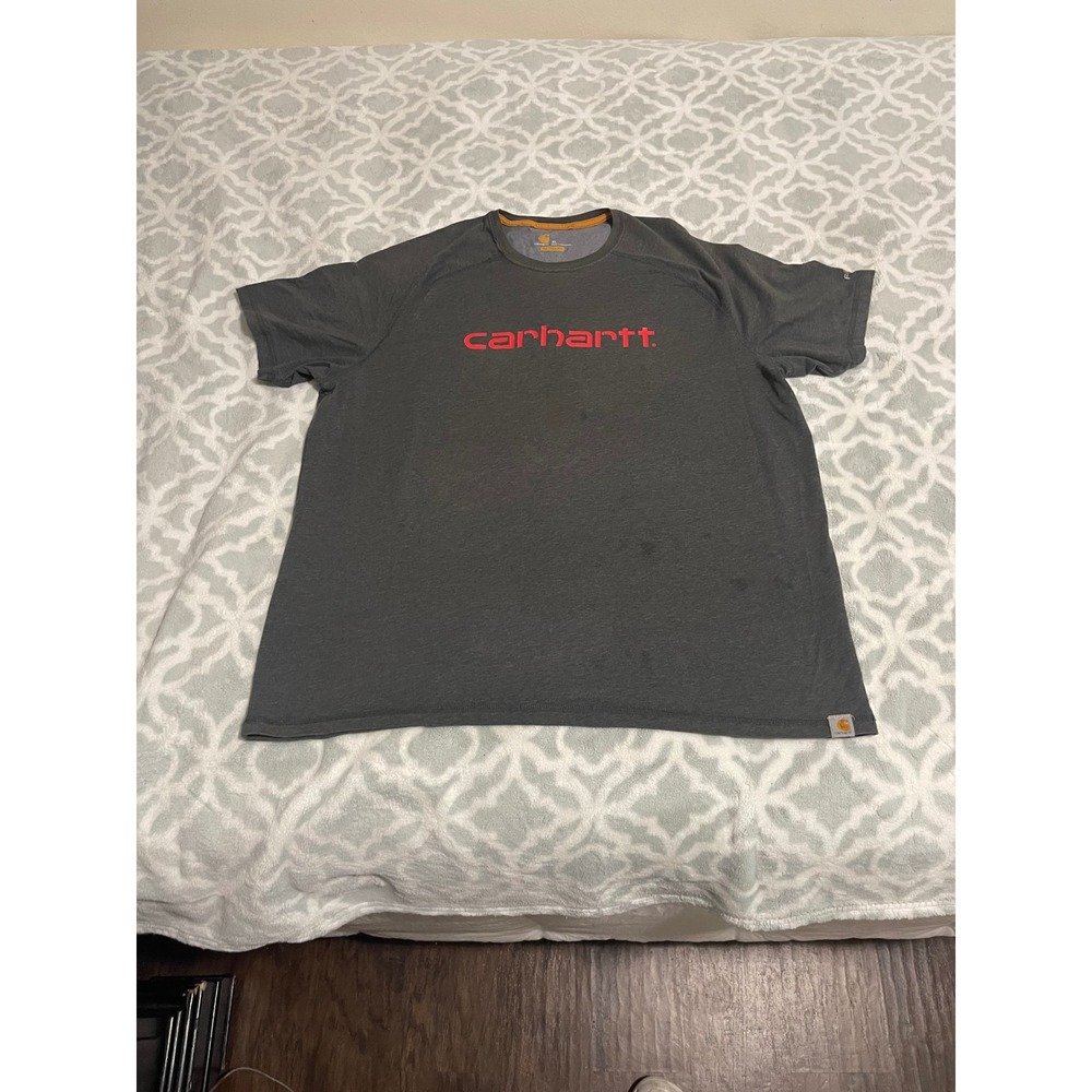 Carhartt Force Relaxed Fit Mens XL Gray Short Sleeve Graphic T-Shirt Logo Work